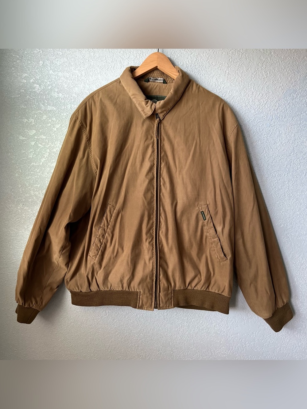 Vintage Weatherproof Men’s L Tan Brown Bomber Jacket Harrington 90s Y2K